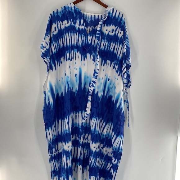 NEW Tie Dye Caftan Dress Swim Beach Coverup Maxi - Picture 6 of 7